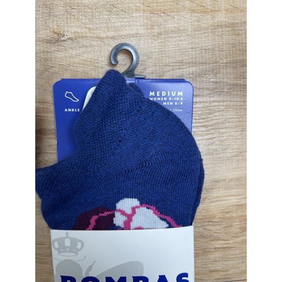 New 3 Pairs Bombas Ankle Socks Floral Print Blue Medium - Picture 3 of 3